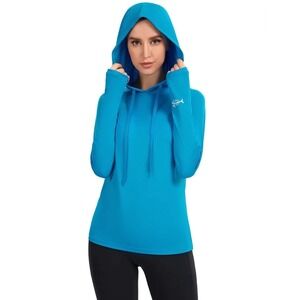 Bassdash Women's S UPF 50+ Sun Protection Hoodie Blue Fishing Long Sleeve Shirt